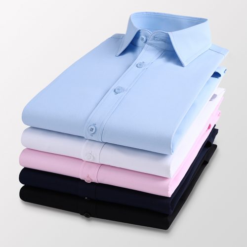 Plus Size 5XL 6XL 7XL Men Solid Color Business Shirt Fashion Casual Slim White Long Sleeve Shirt Male Brand Clothes 2