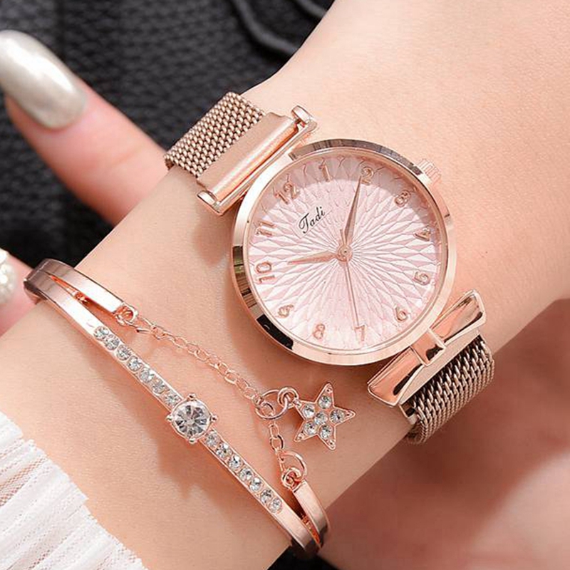 Luxury Women Bracelet Quartz Watches For Women Magnetic Watch Ladies Sports Dress Pink Dial Wrist Watch Clock Relogio Feminino 1