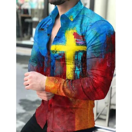 Autumn Men's Printed Hawaii Casual Shirts 2021 Brand Streetwear Men's Clothing Cardigan High-End Long Sleeve Dress Shirt 3