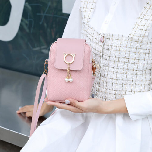 2021 Spring Summer Mini Cross-body Mobile Phone Shoulder Bag Woven Pearl Tassel Cover-style Female Bag Shoulder Diagonal Bag 4