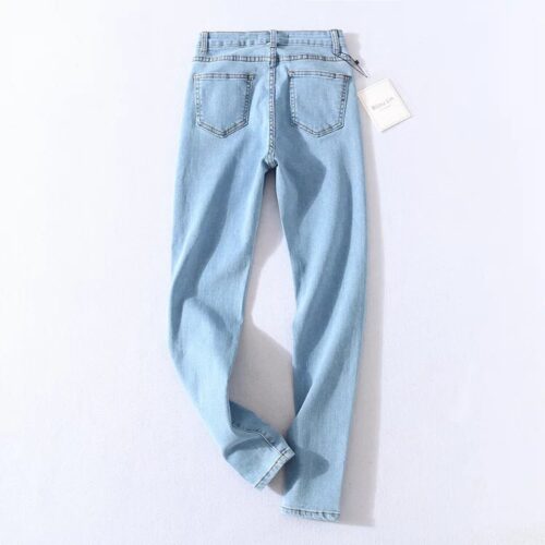 2020 Vintage Skinny Four Buttons High Waist Pencil Jeans Women Slim Fit Stretch Denim Pants Full Length Denim Tight Trousers 4