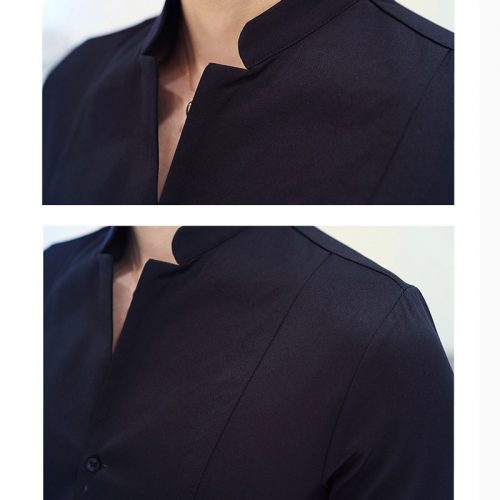 2021 New style Male spring long sleeve shirts/Men's High quality Stand collar pure cotton Business shirts/Plus size S-5XL 5