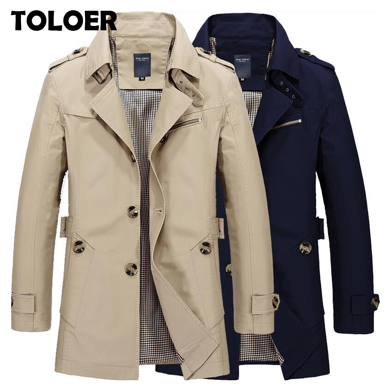 New Mens Business Jacket 2022 Fashion Autumn Men Long Cotton Windbreaker Jackets Overcoat Male Casual Winter Trench Outwear Coat 1