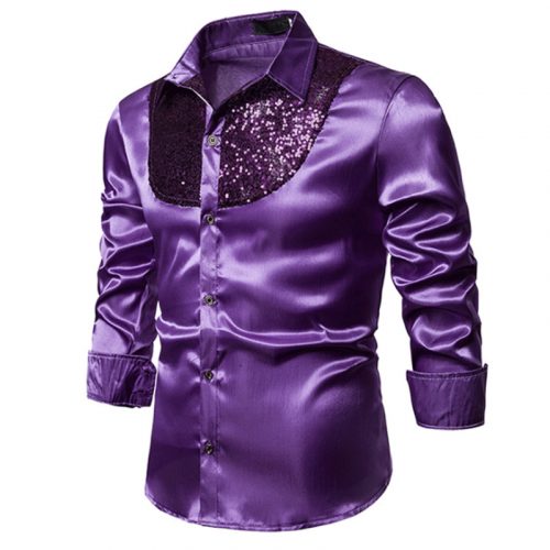 Men Long Sleeve Wedding Dress Shirt For Men Soft Comfortable Shine Business Shirt Men England Style Sequin Formal Shirt Men Tops 3