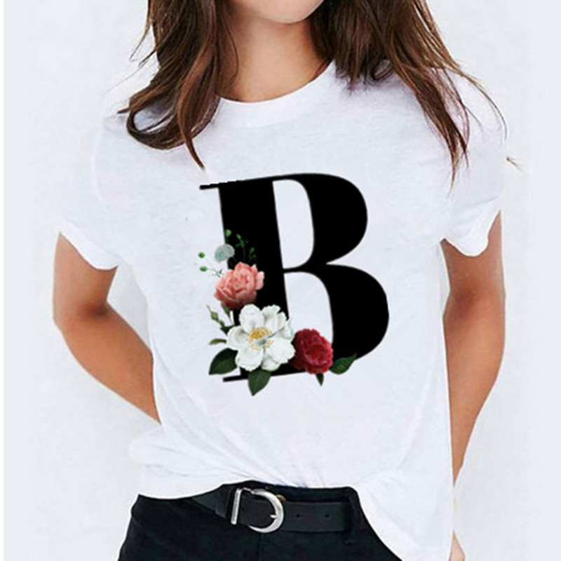 2021 New Women T-shirts 26 Letter Printed Vogue Harajuku Tops Casual Tee  Summer Short Sleeve Female T shirt for Women Clothing 2