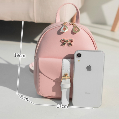 Women's Mini Backpack Luxury PU Leather Kawaii Backpack Cute Graceful Bagpack Small School Bags for Girls Bow-knot Leaf Hollow 6