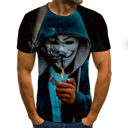 Funny clown T-shirt men's clown face tops 3D printed fashion short-sleeved cool clown shirt round neck fashion men's T-shirt 1