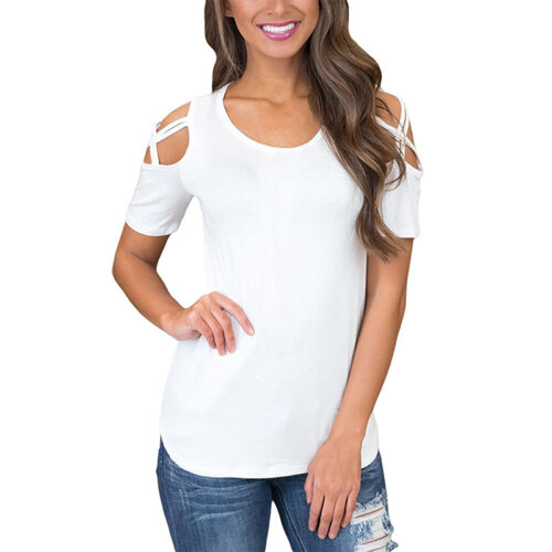 Summer Black Solid Short Sleeve T-shirts Women Casual Off the Shoulder Tees Tops Female Simple Basic Tshirts for Ladies 2020 3