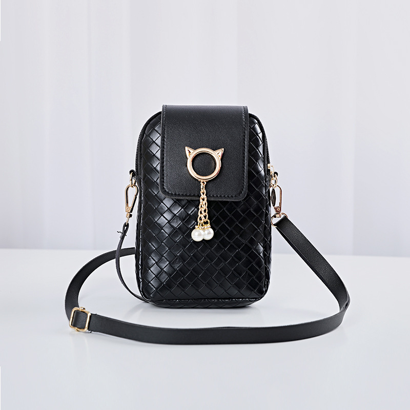 2021 Spring Summer Mini Cross-body Mobile Phone Shoulder Bag Woven Pearl Tassel Cover-style Female Bag Shoulder Diagonal Bag 2