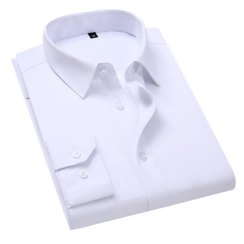 Plus Size 5XL 6XL 7XL Men Solid Color Business Shirt Fashion Casual Slim White Long Sleeve Shirt Male Brand Clothes 3