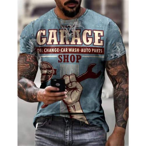 CASTROL Men's Vintage T-shirt Classic Distressed Shirt Retro Oil Racing Cool Casual Streetwear Print Letter Tee Shirt Tees Tops 3