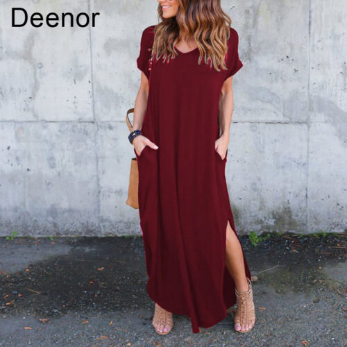 Plus Size 5XL Sexy Women Dress Summer 2021 Solid Casual Short Sleeve Maxi Dress For Women Long Dress Free Shipping Lady Dresses 4
