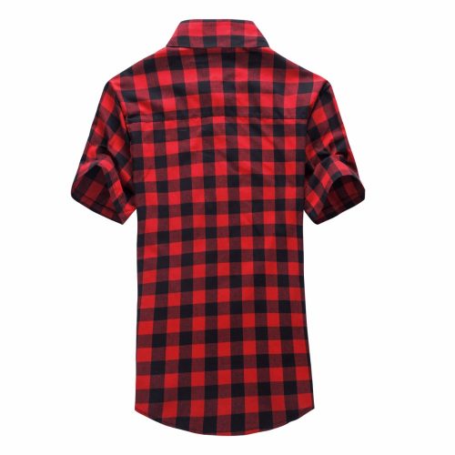 Red And Black Plaid Shirt Men Shirts 2022 New Summer Fashion Chemise Homme Mens Checkered Shirts Short Sleeve Shirt Men Blouse 5