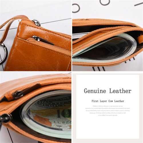 Mini Purse for Men Wallet Women Genuine Leather Zipper Vintage Short Lady Small Slim Female Women's Wallet Male Thin portomonee 3